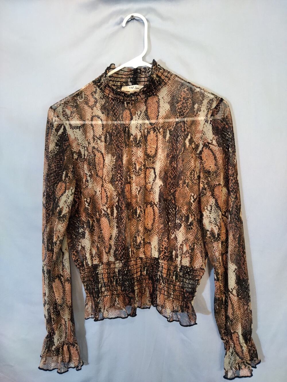 Wild Love Sheer Snakeskin Print Top